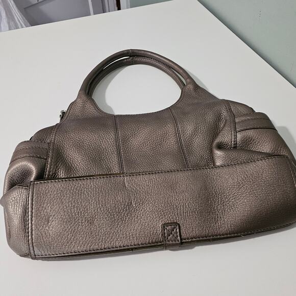 Cole Hann Pebbled Leather Bronze Pewter Shoulder Bag - Picture 10 of 10